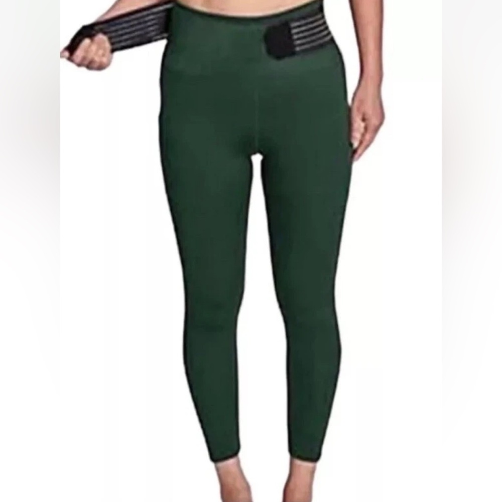 Tommie Copper Adjustable Low Back Support Ankle Leggings Women’s  Olive Green M